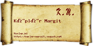 Káplár Margit névjegykártya